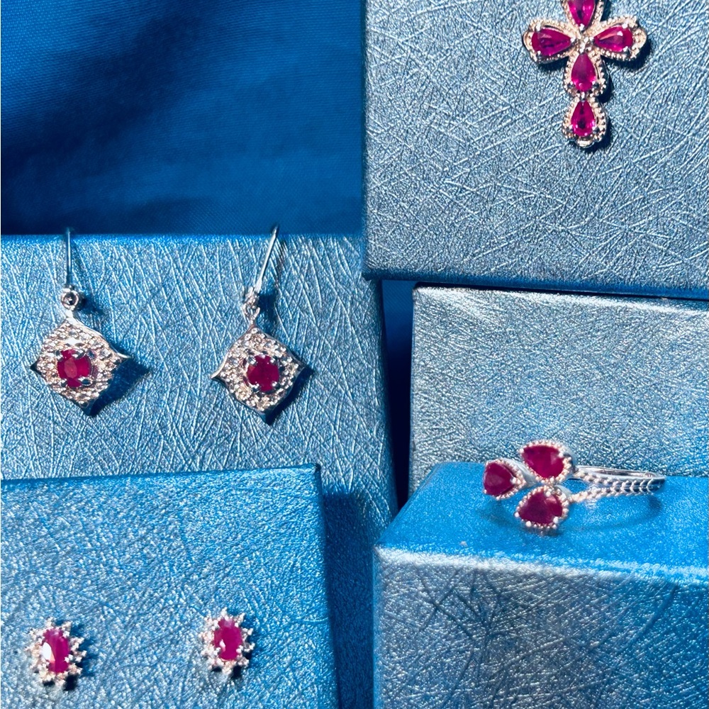 Sterling Silver Necklace with Pink Ruby-Style Gemstone